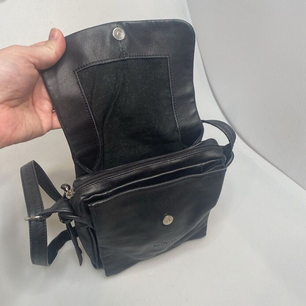 Bruno Rossi Black Italian Leather Crossbody Bag | 7x9x6” | Made in Italy | EUC - Picture 4 of 16